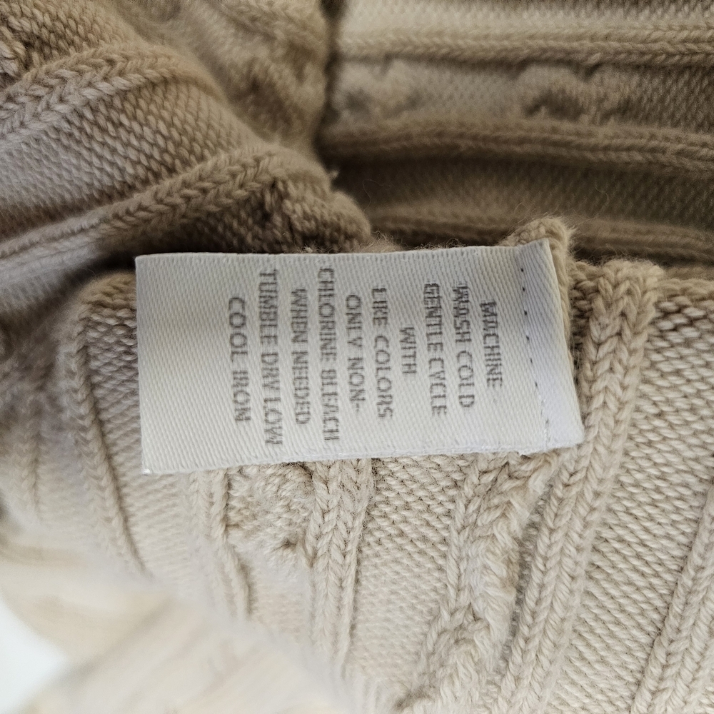 Charter Club Shawl Collar Cable Knit Pullover Sweater Beige Long Sleeve Cotton - Picture 14 of 14